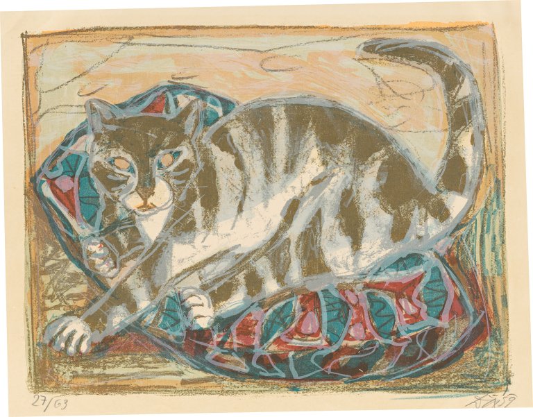 Auf diesem Bild ist das folgende Kunstwerk zu sehen: Otto Dix. „Katze“. 1959.