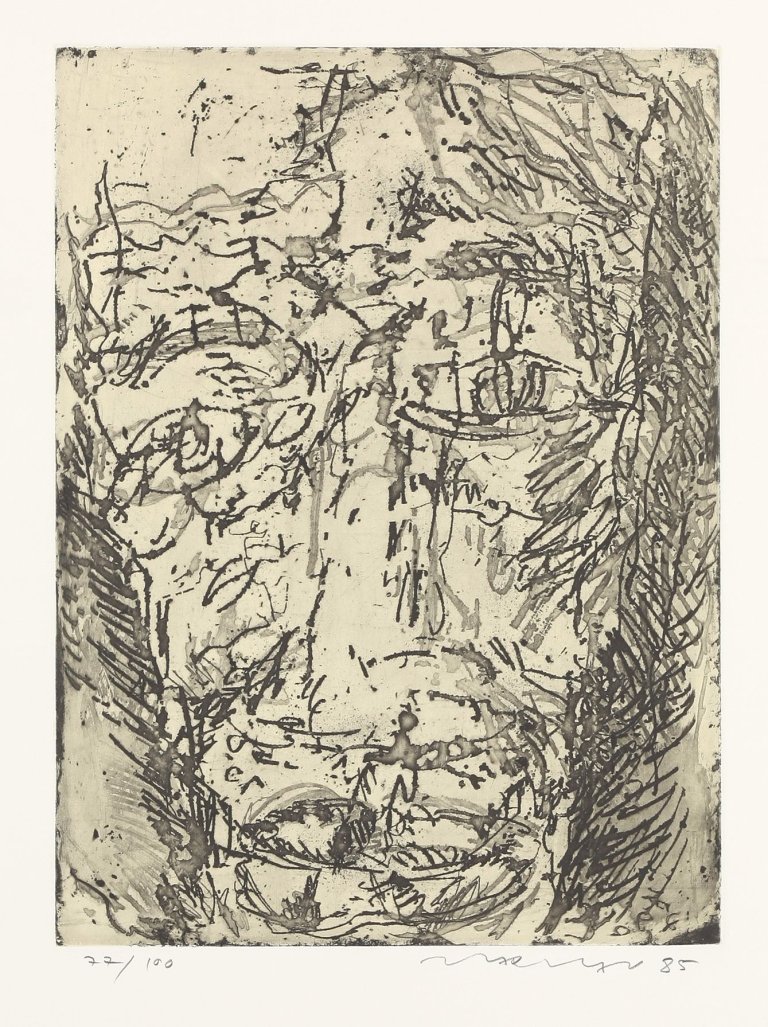 Auf diesem Bild ist das folgende Kunstwerk zu sehen:  Marwan. Gesicht. 1985.