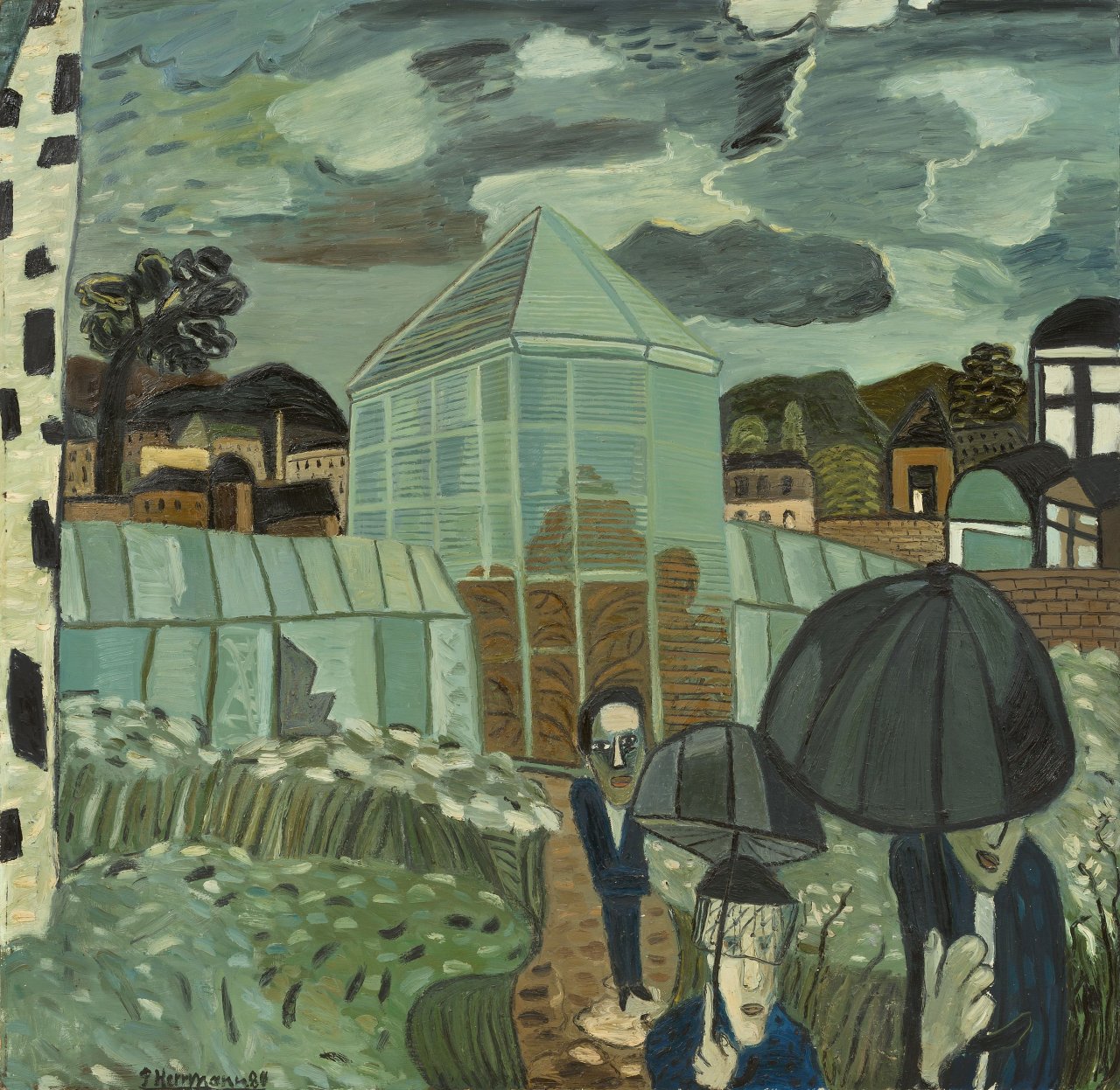 Auf diesem Bild ist das folgende Kunstwerk zu sehen: Peter Herrmann. Spaziergang in Pillnitz. 1980.