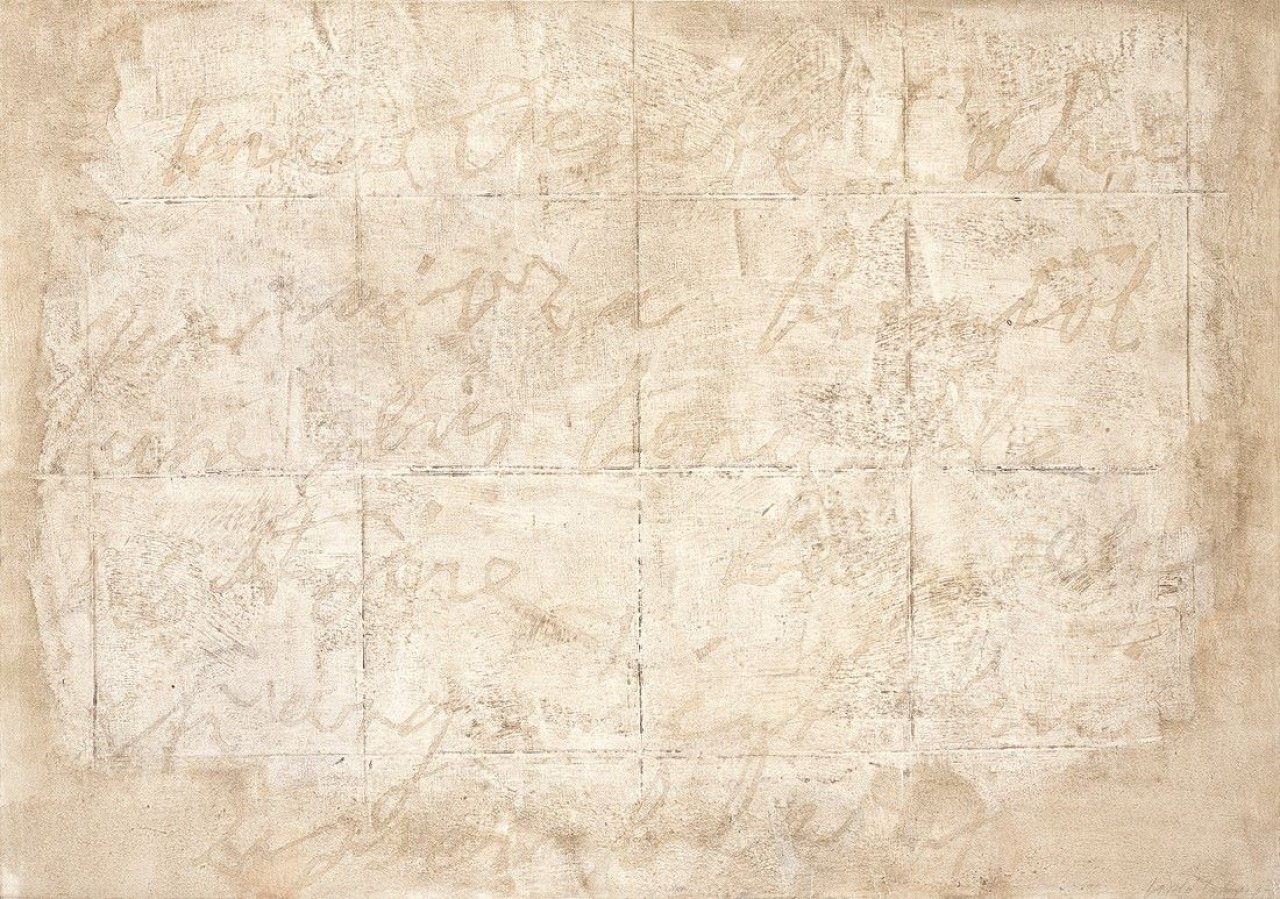 Auf diesem Bild ist das folgende Kunstwerk zu sehen: László Lakner. Widmung von Antonin Artaud 