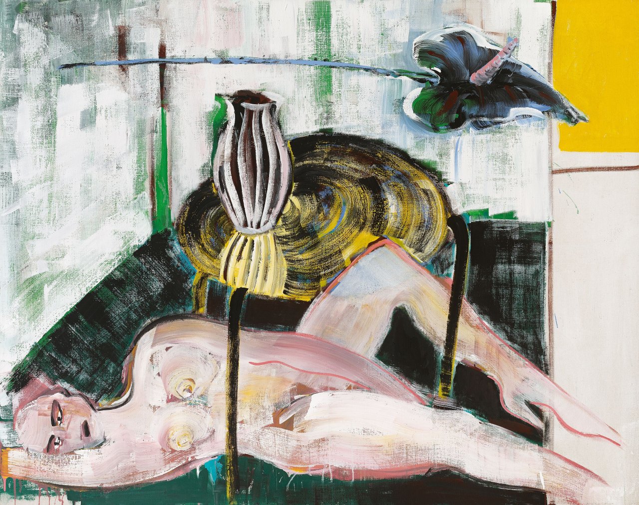 Auf diesem Bild ist das folgende Kunstwerk zu sehen: Elvira Bach. „LIEGEND“. 1989.