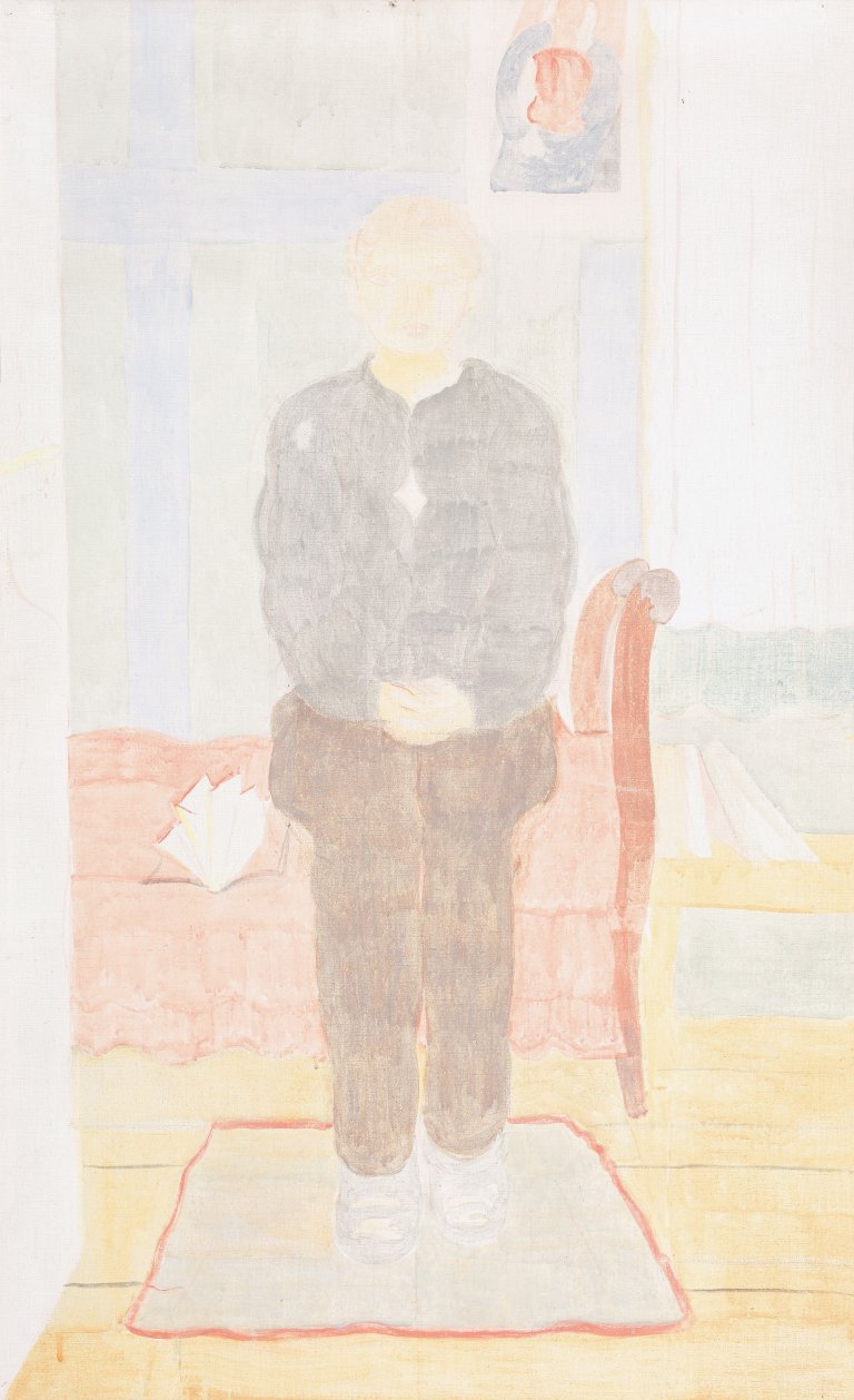 Auf diesem Bild ist das folgende Kunstwerk zu sehen: Otto Meyer-Amden. Sitzender Knabe. Um 1928/32.