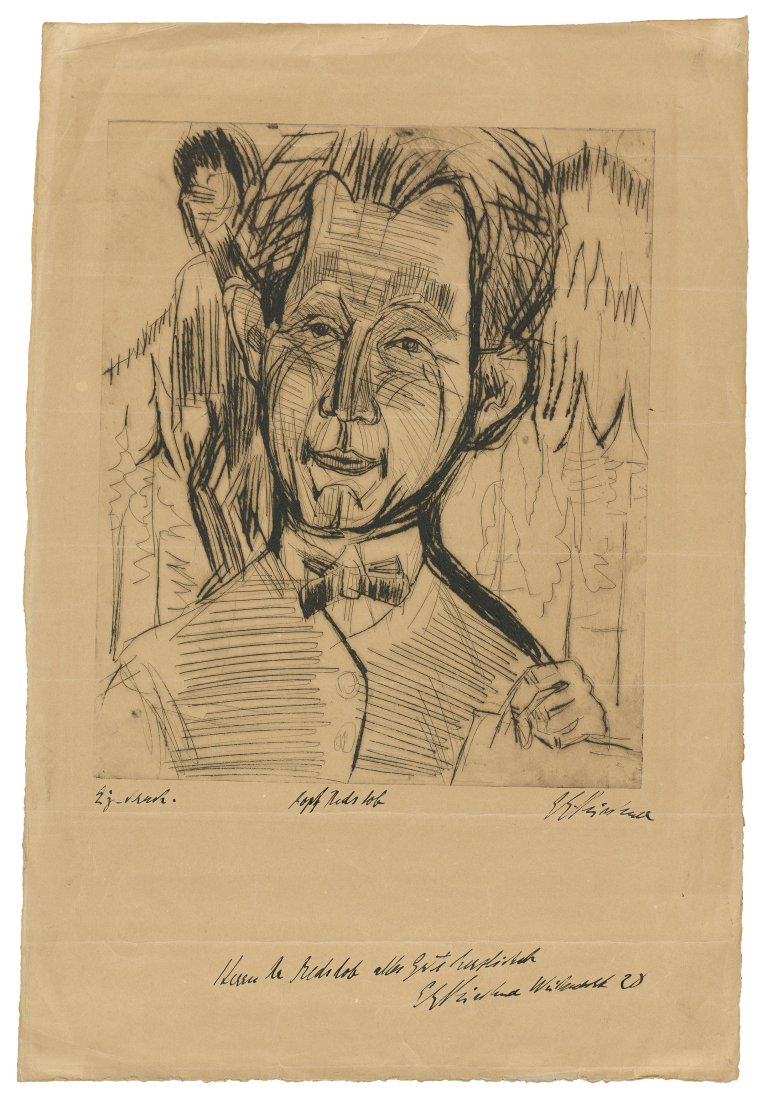Auf diesem Bild ist das folgende Kunstwerk zu sehen: Ernst Ludwig Kirchner. „Kopf Redslob“. 1924.