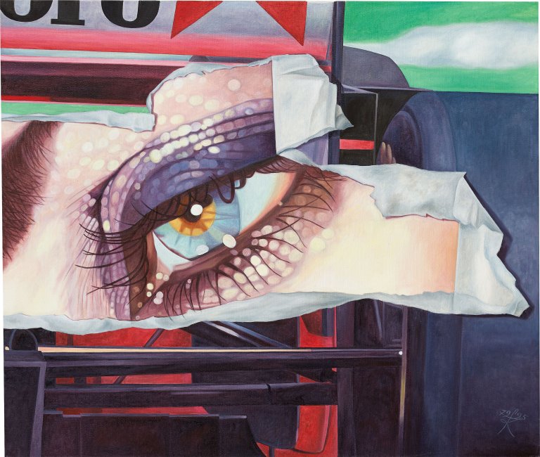 Auf diesem Bild ist das folgende Kunstwerk zu sehen: Fritz Köthe. „Das glitzernde blaue Auge“. 1995.