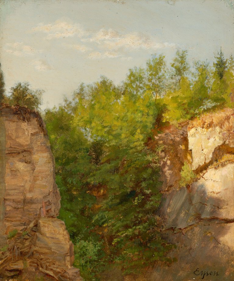 Auf diesem Bild ist das folgende Kunstwerk zu sehen: Louis Eysen. Bewaldete Schlucht.