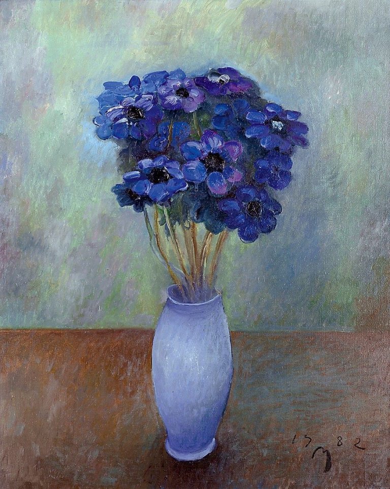 Auf diesem Bild ist das folgende Kunstwerk zu sehen: Kurt Mühlenhaupt. Blumenstilleben. 1982.