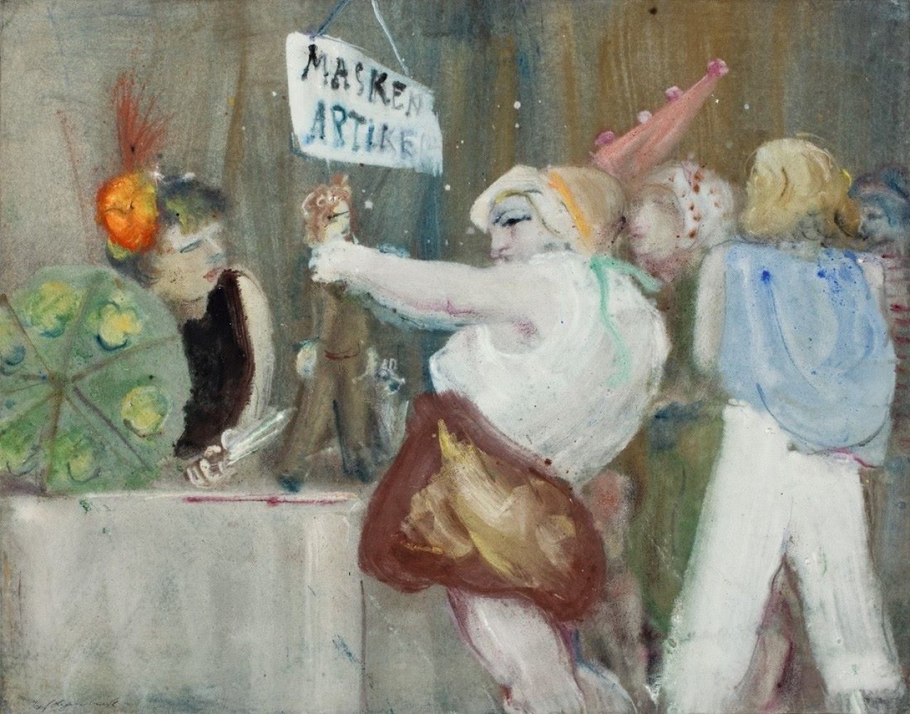 Auf diesem Bild ist das folgende Kunstwerk zu sehen: Josef Hegenbarth. Masken Artikel. Um 1957.