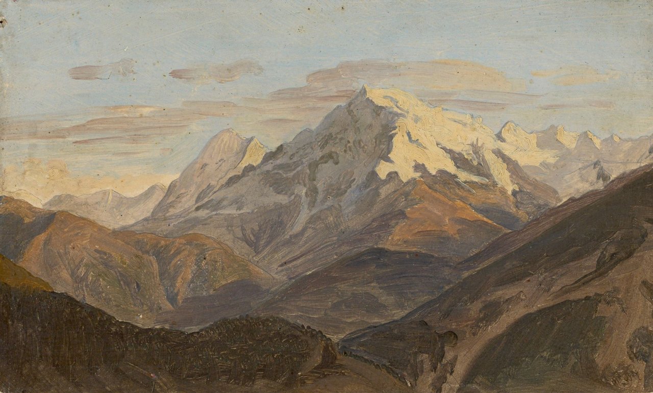Auf diesem Bild ist das folgende Kunstwerk zu sehen:  Deutsch (?), um 1830. Gebirgsstudie.