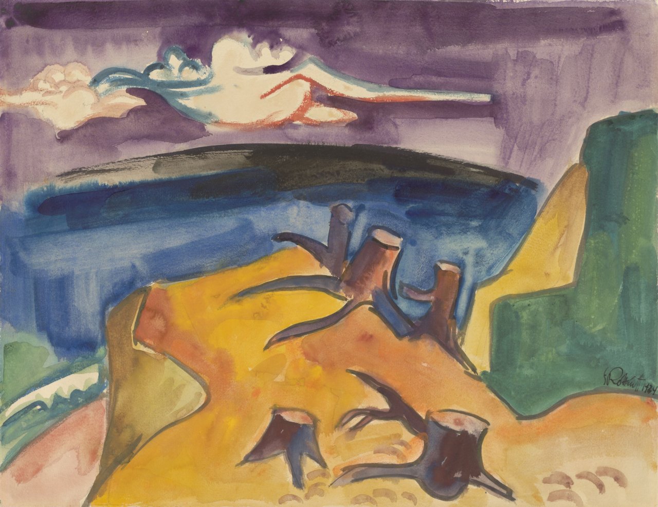 Auf diesem Bild ist das folgende Kunstwerk zu sehen: Karl Schmidt-Rottluff. „Auf Capri“. 1924.