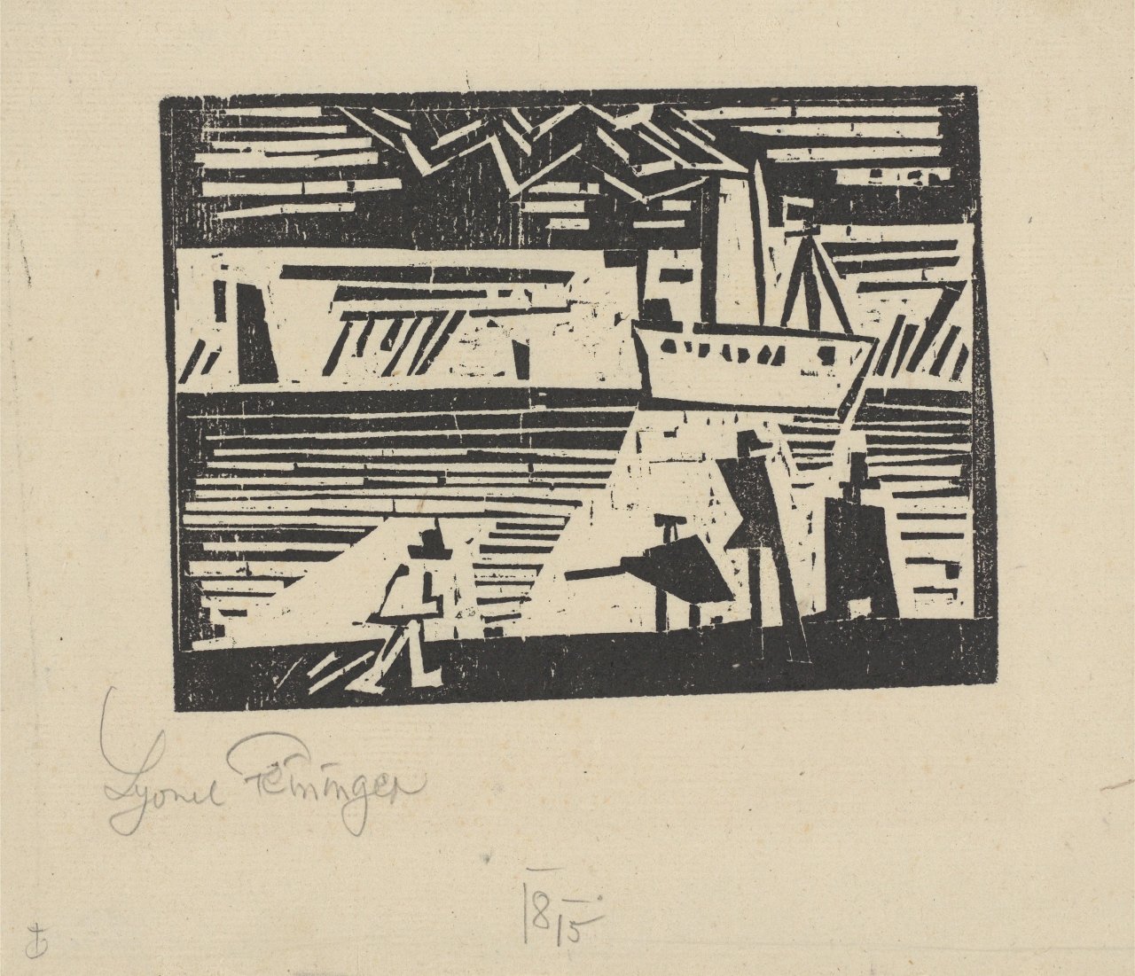 This picture shows the following artwork: Lyonel Feininger. ”Dampfer Odin”. 1918.