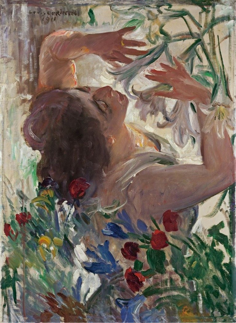 This picture shows the following artwork: Lovis Corinth. „Frau mit Lilien im Treibhaus“. 1911.