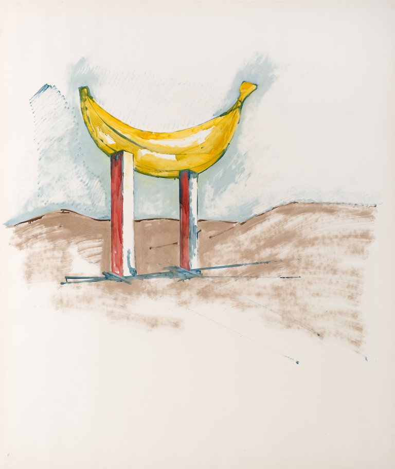 Auf diesem Bild ist das folgende Kunstwerk zu sehen: Thomas Schütte. „Bananenmonument“. 1985.