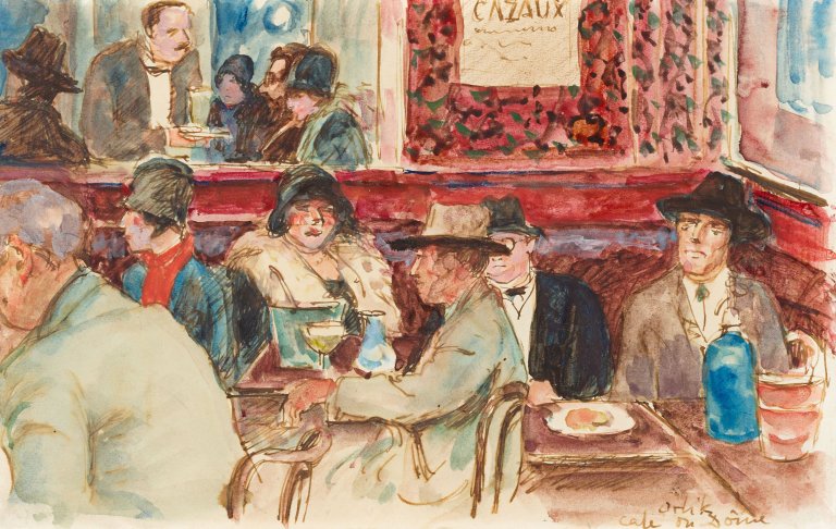Auf diesem Bild ist das folgende Kunstwerk zu sehen: Emil Orlik. „Café du Dôme“. Um 1920.