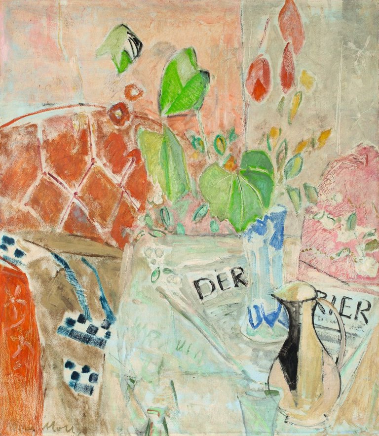 Auf diesem Bild ist das folgende Kunstwerk zu sehen: Oskar Moll. „Stilleben ’Der Kurier’“. 1946.