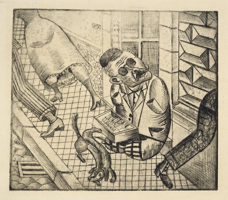 Auf diesem Bild ist das folgende Kunstwerk zu sehen: Otto Dix. „Streichholzhändler“. 1920.