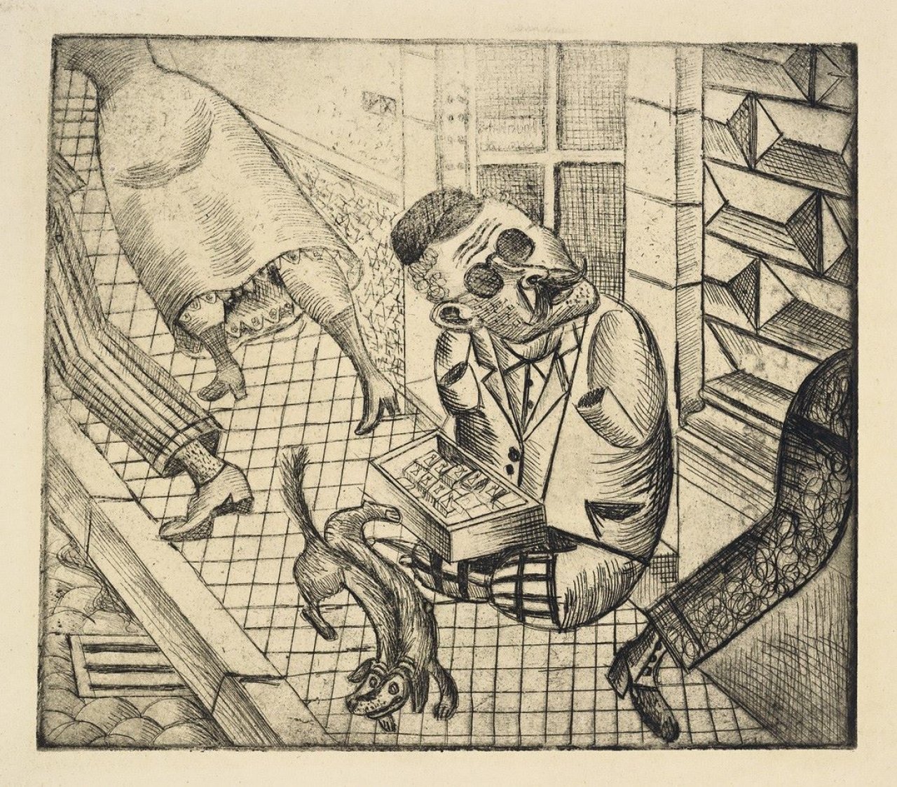 Auf diesem Bild ist das folgende Kunstwerk zu sehen: Otto Dix. „Streichholzhändler“. 1920.