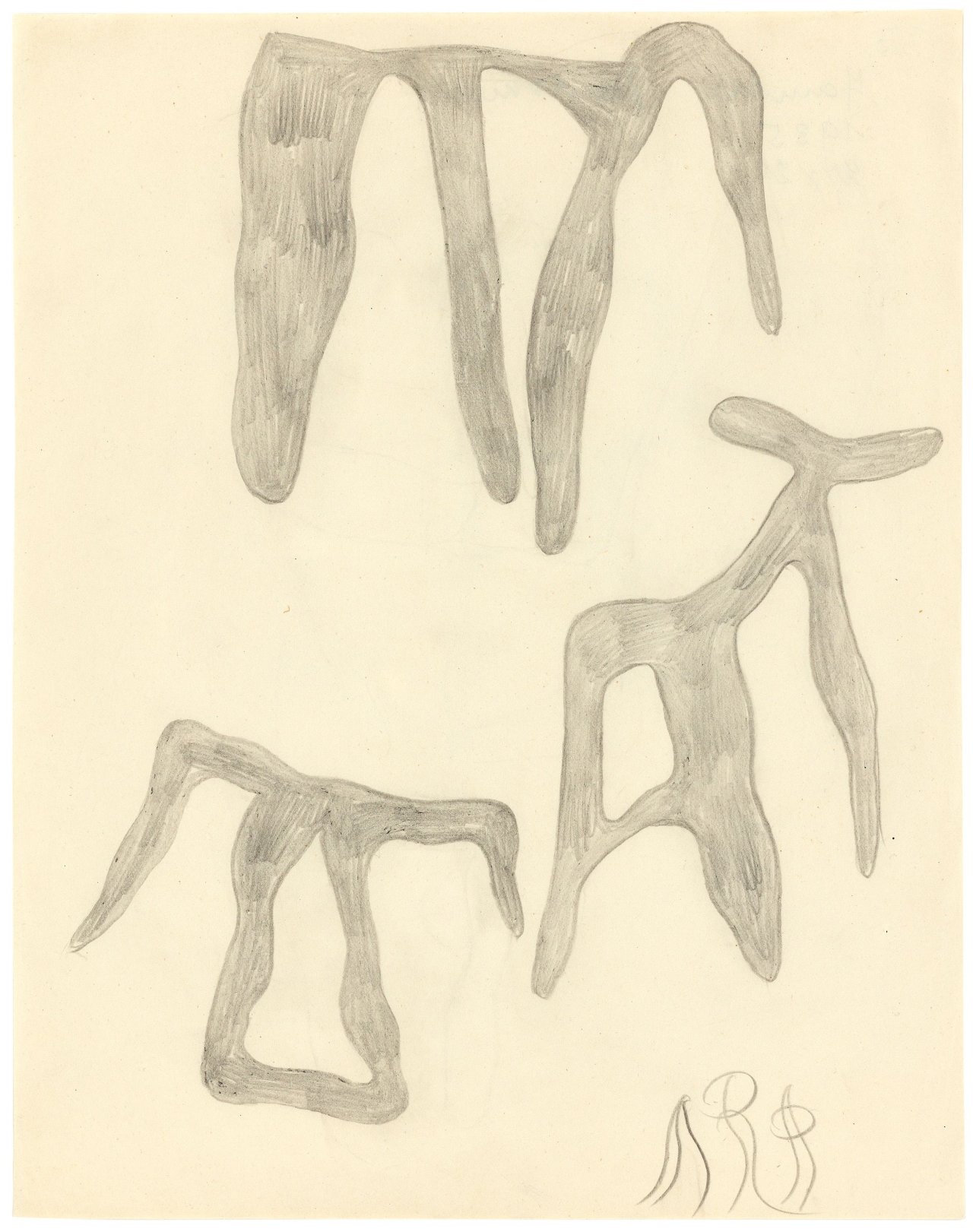 Auf diesem Bild ist das folgende Kunstwerk zu sehen: Hans (Jean) Arp. „Jambes fantômes“. Um 1942.