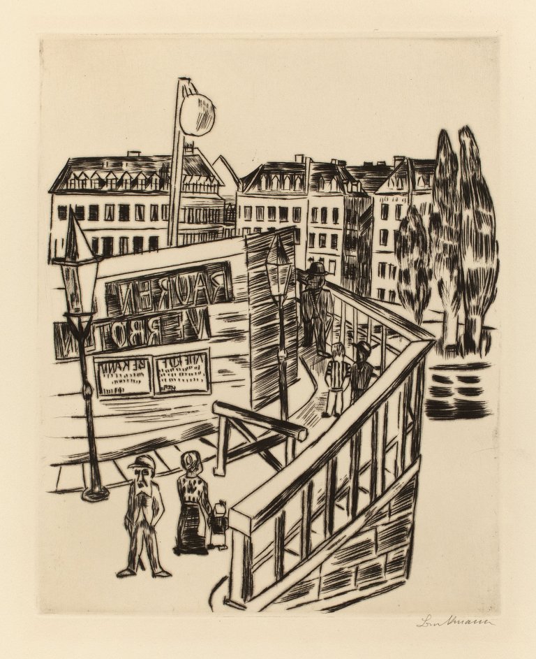 Auf diesem Bild ist das folgende Kunstwerk zu sehen: Max Beckmann. „Holzbrücke“. 1922.