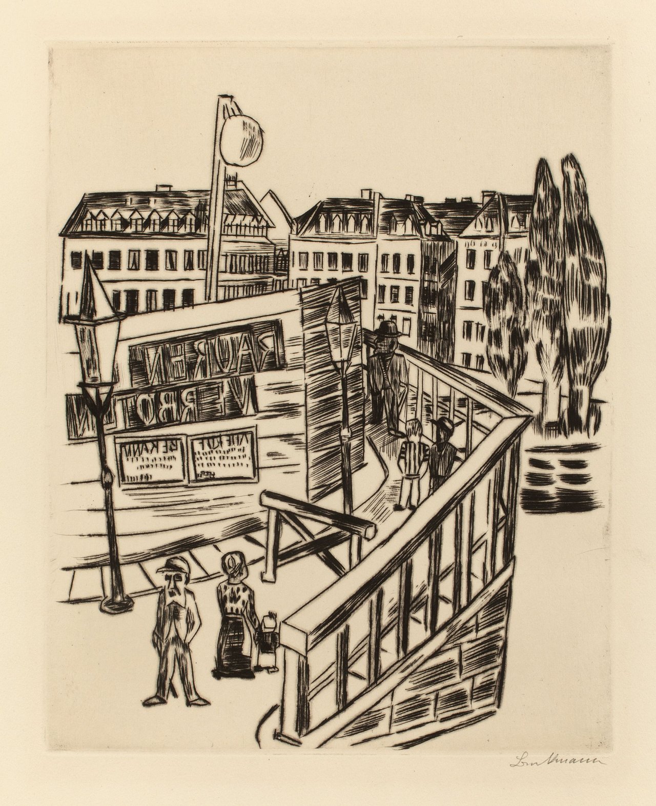 Auf diesem Bild ist das folgende Kunstwerk zu sehen: Max Beckmann. „Holzbrücke“. 1922.