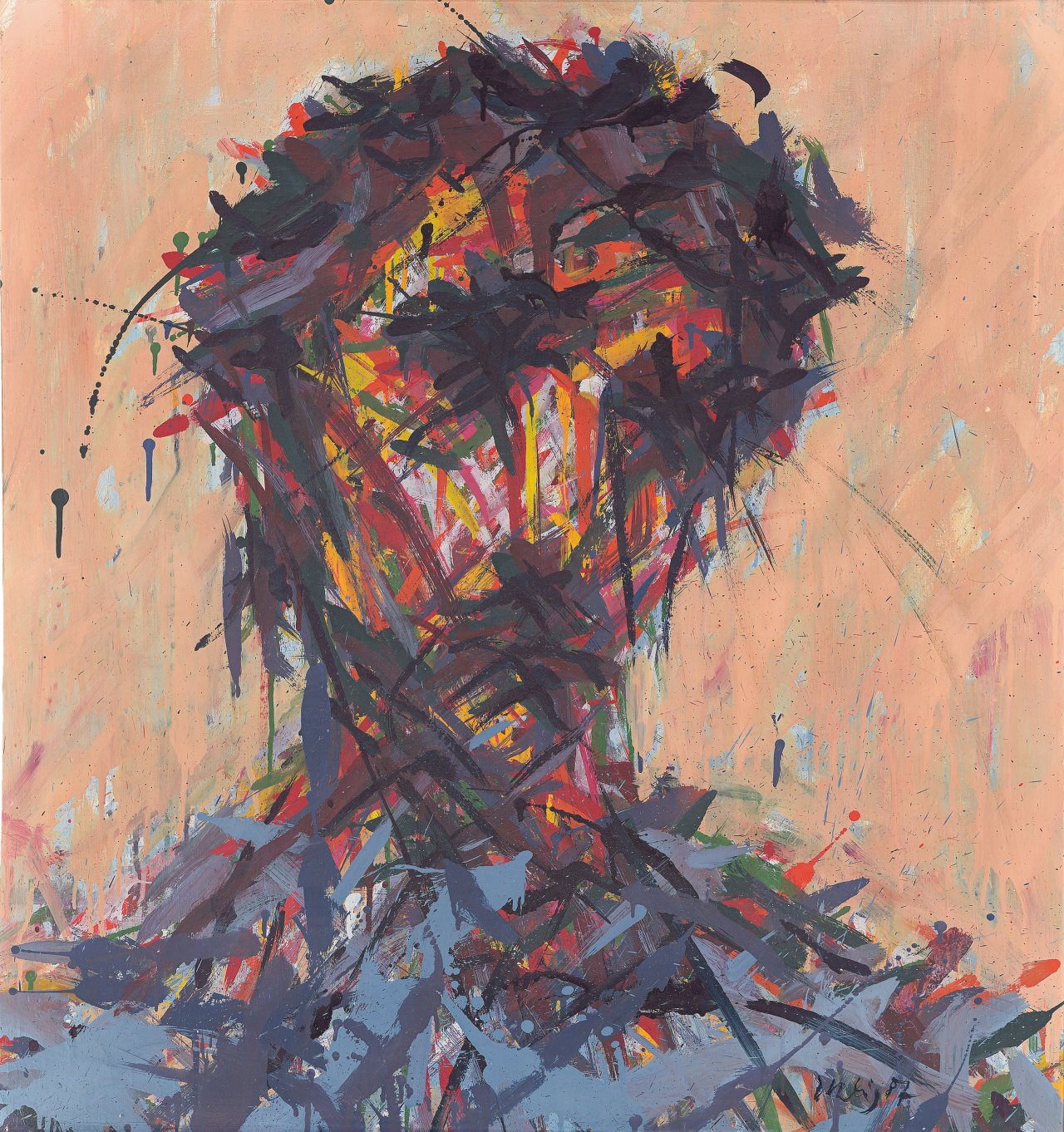This picture shows the following artwork: Max Uhlig. ”Bildnis F.CH.F.” (Francisco Chagas Freitas). 1987.