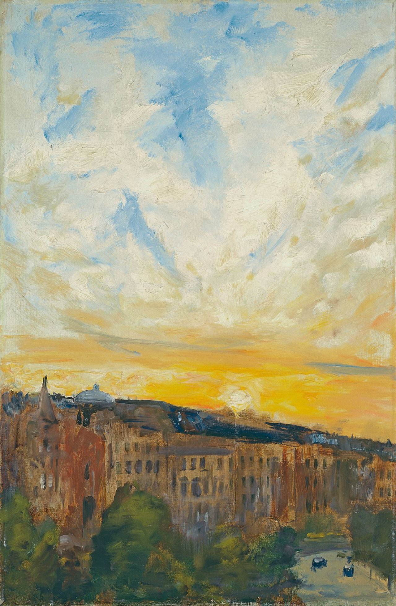 Auf diesem Bild ist das folgende Kunstwerk zu sehen: Lesser Ury. „Blick aus der Atelierwohnung des Künstlers am Nollendorfplatz“. 1931.