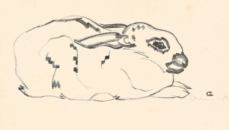 Auf diesem Bild ist das folgende Kunstwerk zu sehen: Josef Albers. „Rabbit (right profile)“. 1916.