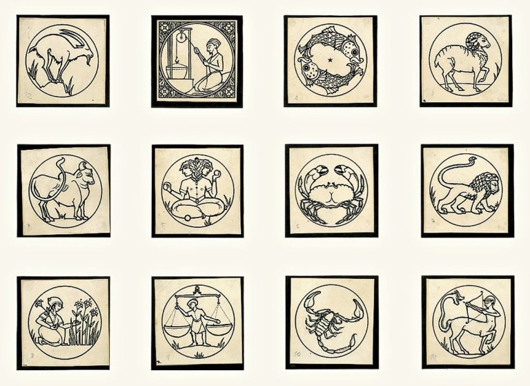 Auf diesem Bild ist das folgende Kunstwerk zu sehen: Marcus Behmer. 12 Sternzeichen.
