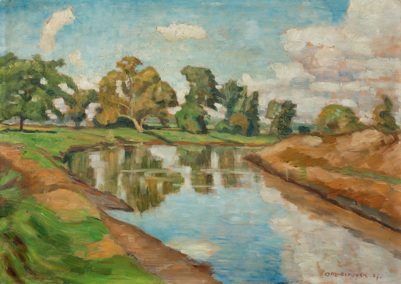 Auf diesem Bild ist das folgende Kunstwerk zu sehen: Otto Modersohn. „An der Wümme“. 1927.