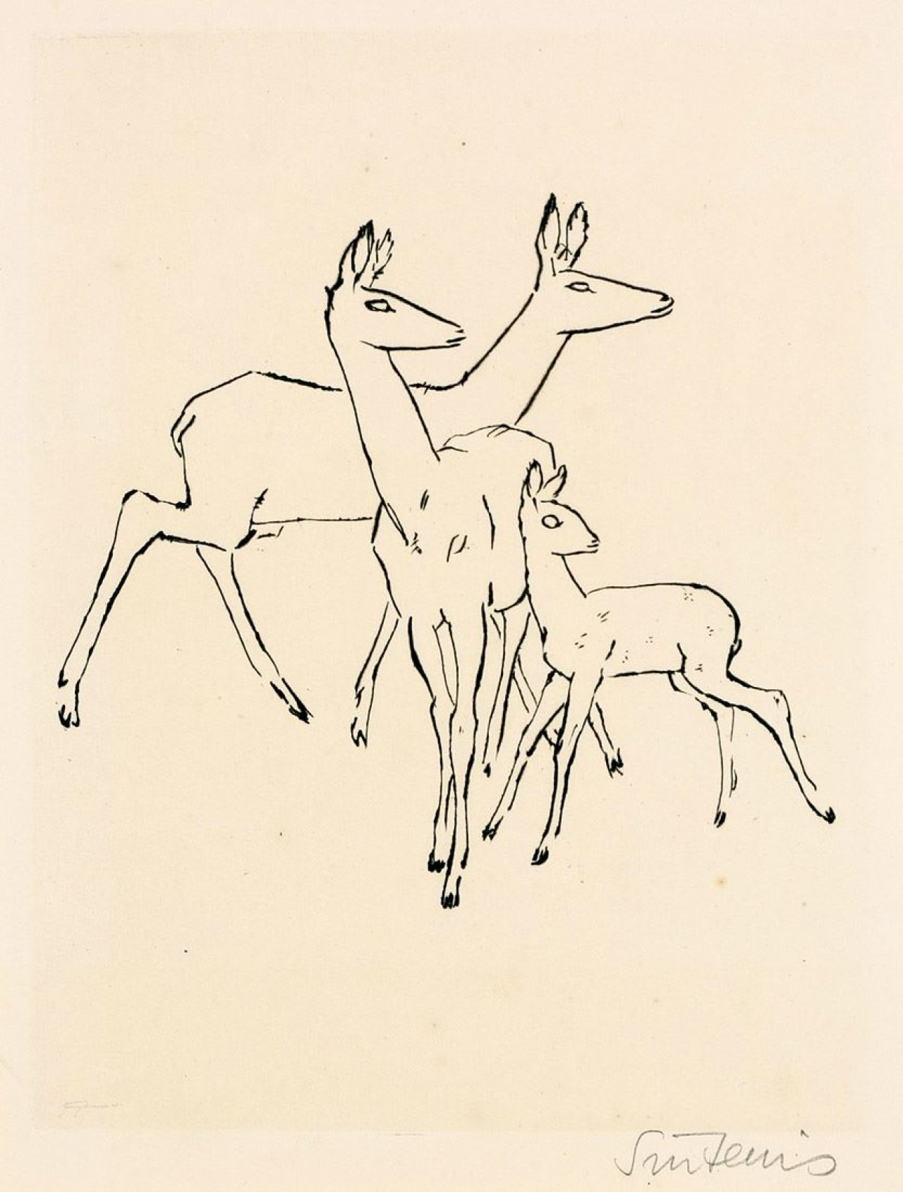 Auf diesem Bild ist das folgende Kunstwerk zu sehen: Renée Sintenis. Rehe. Um 1920.