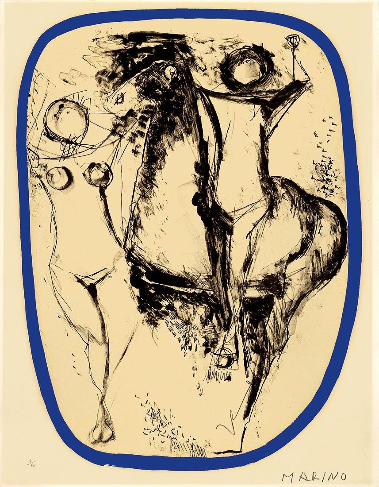Auf diesem Bild ist das folgende Kunstwerk zu sehen: Marino Marini. „Famiglia di Acrobati“. 1955.