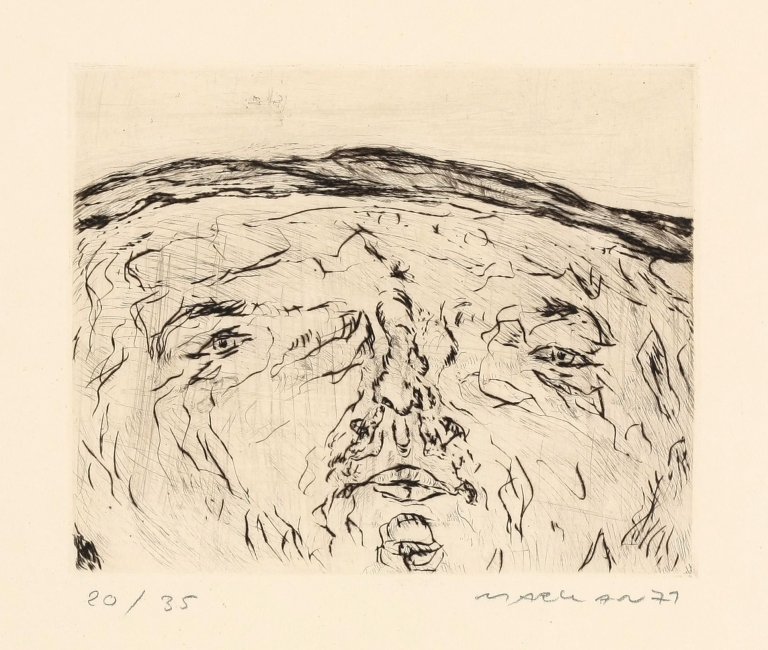 Auf diesem Bild ist das folgende Kunstwerk zu sehen:  Marwan. Selbstportrait. 1971.