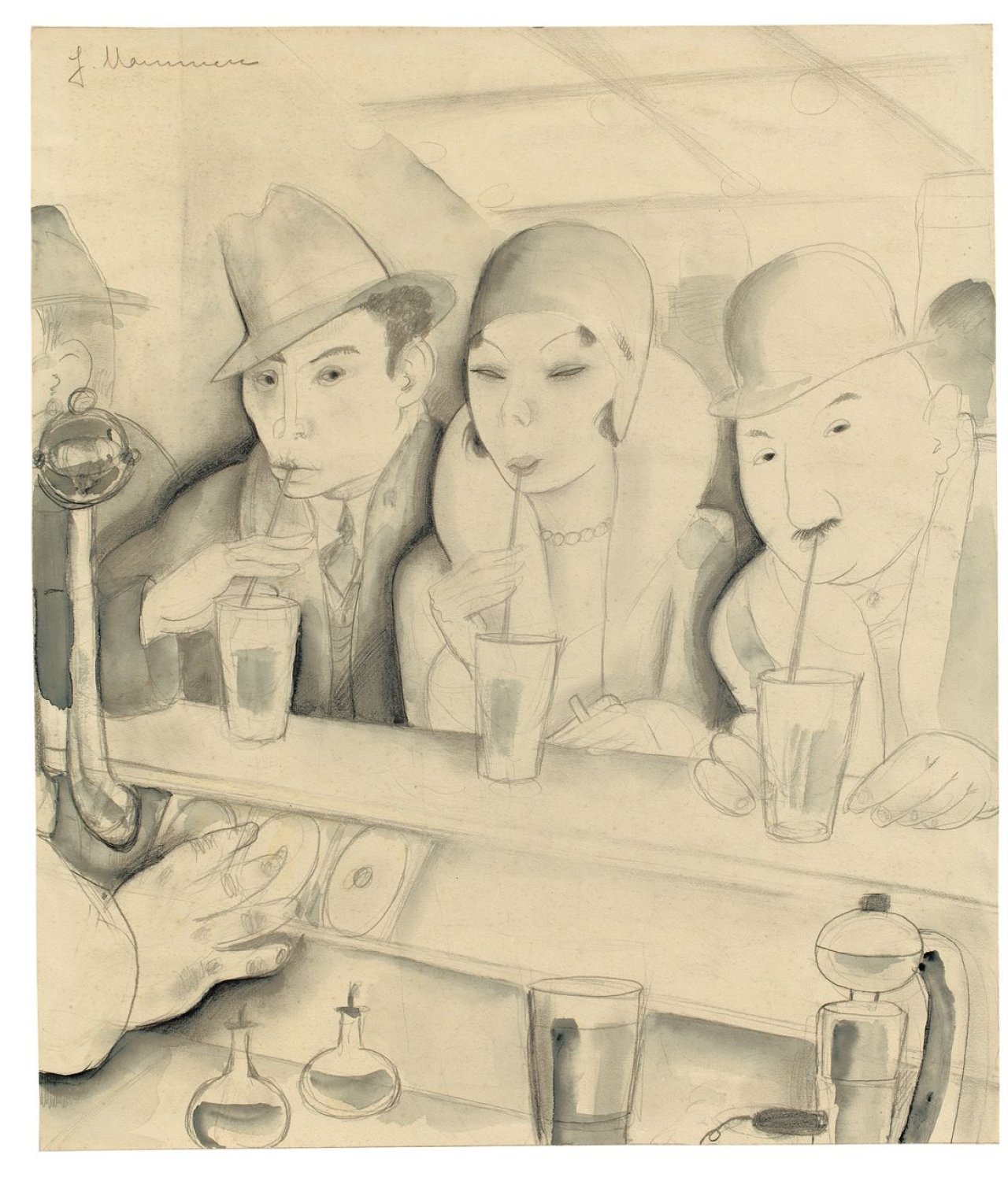 Auf diesem Bild ist das folgende Kunstwerk zu sehen: Jeanne Mammen. „Saftbar“. Um 1930.