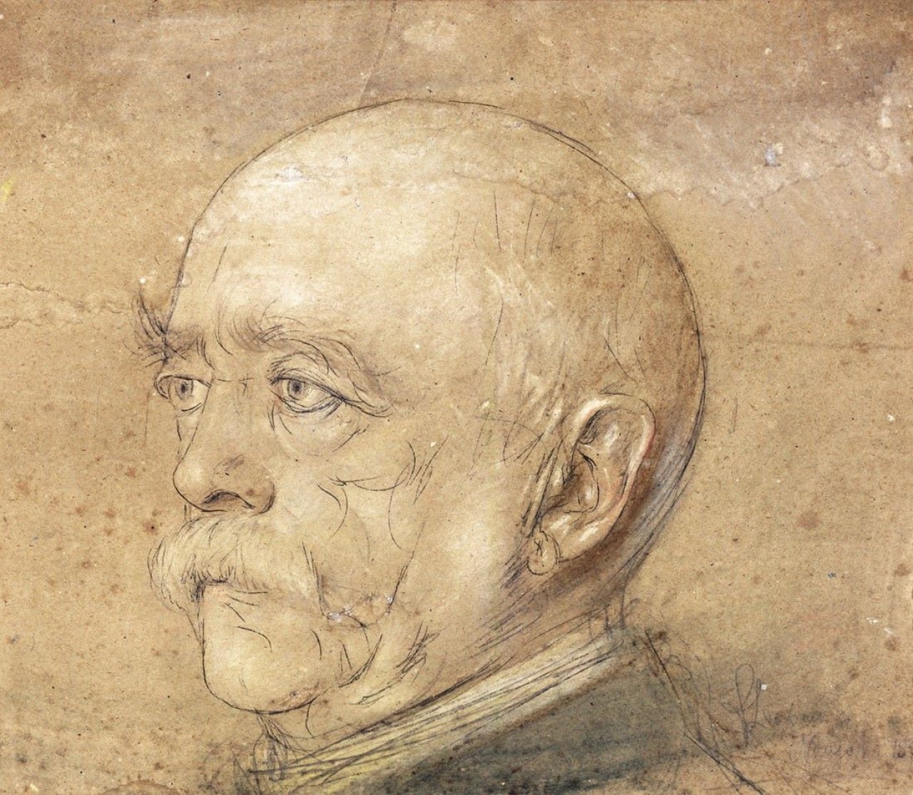 Auf diesem Bild ist das folgende Kunstwerk zu sehen: Franz von Lenbach. Otto Fürst von Bismarck (Kopf nach links). 1890/91.