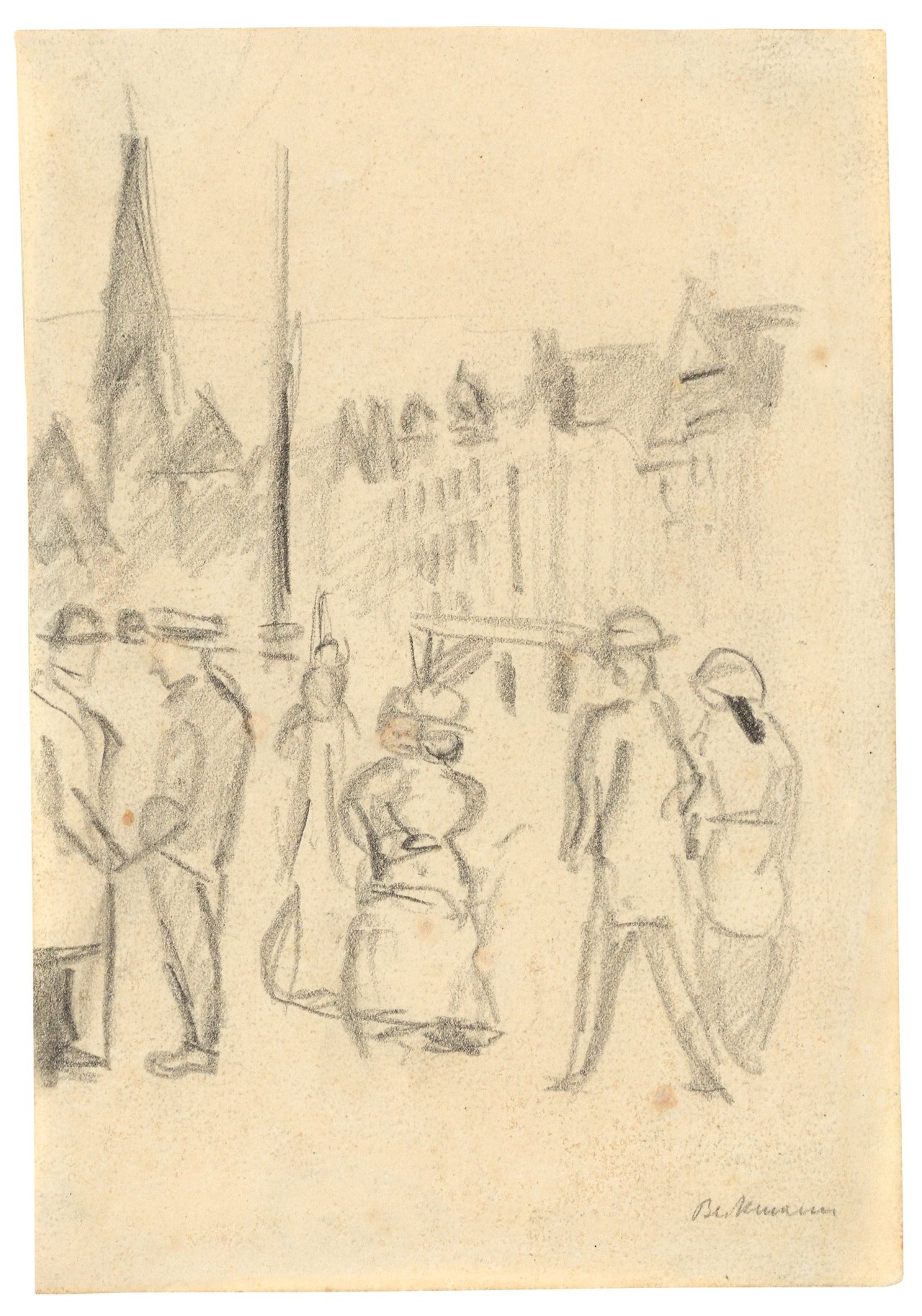 Auf diesem Bild ist das folgende Kunstwerk zu sehen: Max Beckmann. „Spaziergänger auf der Tauentzienstraße“. 1913.