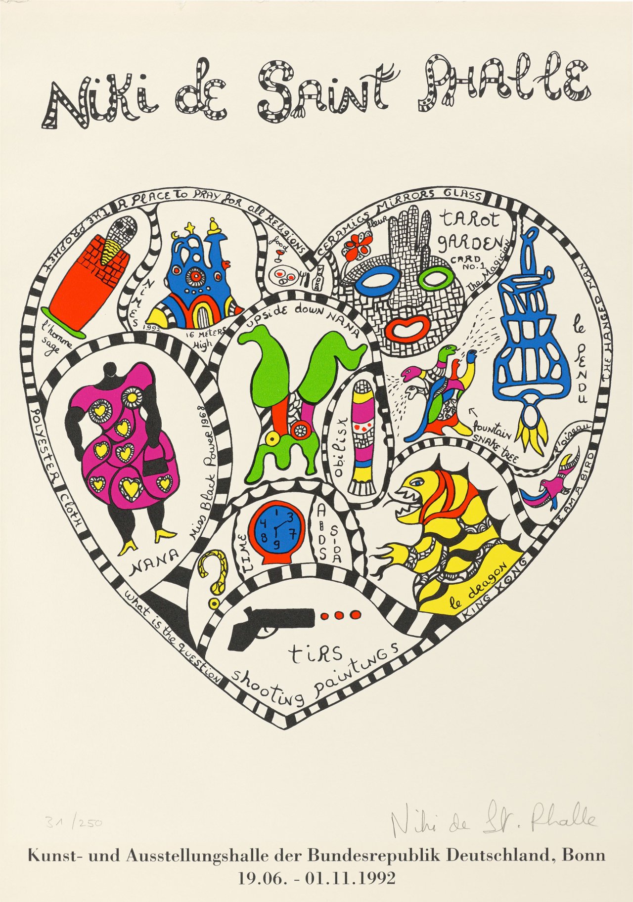 Auf diesem Bild ist das folgende Kunstwerk zu sehen: Niki de Saint Phalle. Ausstellungsplakat (Herz). 1992.