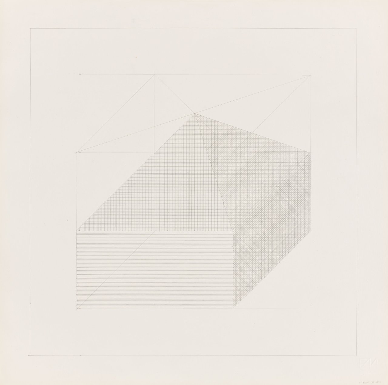 Auf diesem Bild ist das folgende Kunstwerk zu sehen: Sol LeWitt. Form Derived from a Cube. 1982.