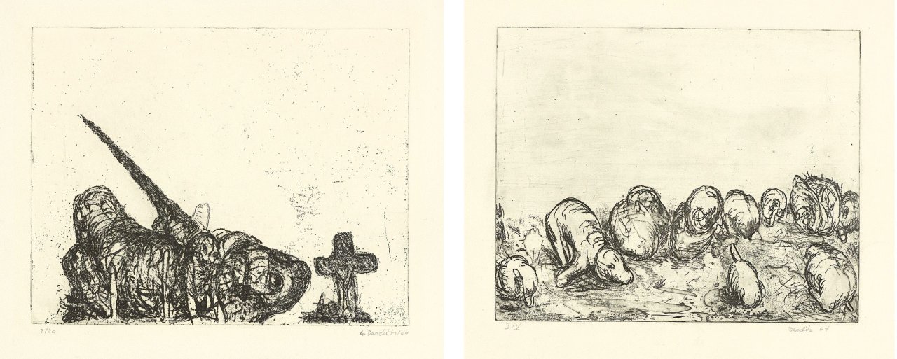 This picture shows the following artwork: Georg Baselitz. „Hund“ / „Heulende Hunde“. 1964.