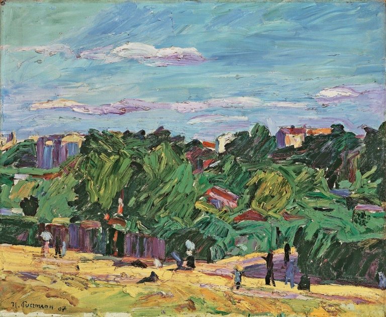 Auf diesem Bild ist das folgende Kunstwerk zu sehen: Hans Purrmann. „Weg bei Paris“. 1907.