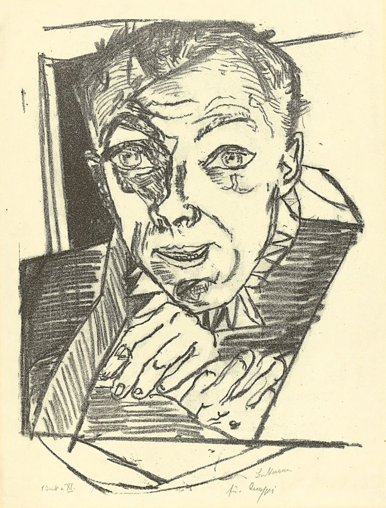 Auf diesem Bild ist das folgende Kunstwerk zu sehen: Max Beckmann. „Selbstbildnis“. 1918/19.