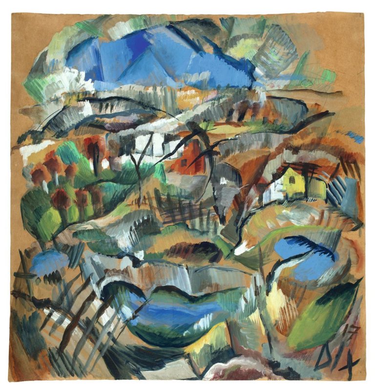 Auf diesem Bild ist das folgende Kunstwerk zu sehen: Otto Dix. „Landschaft“. 1917.