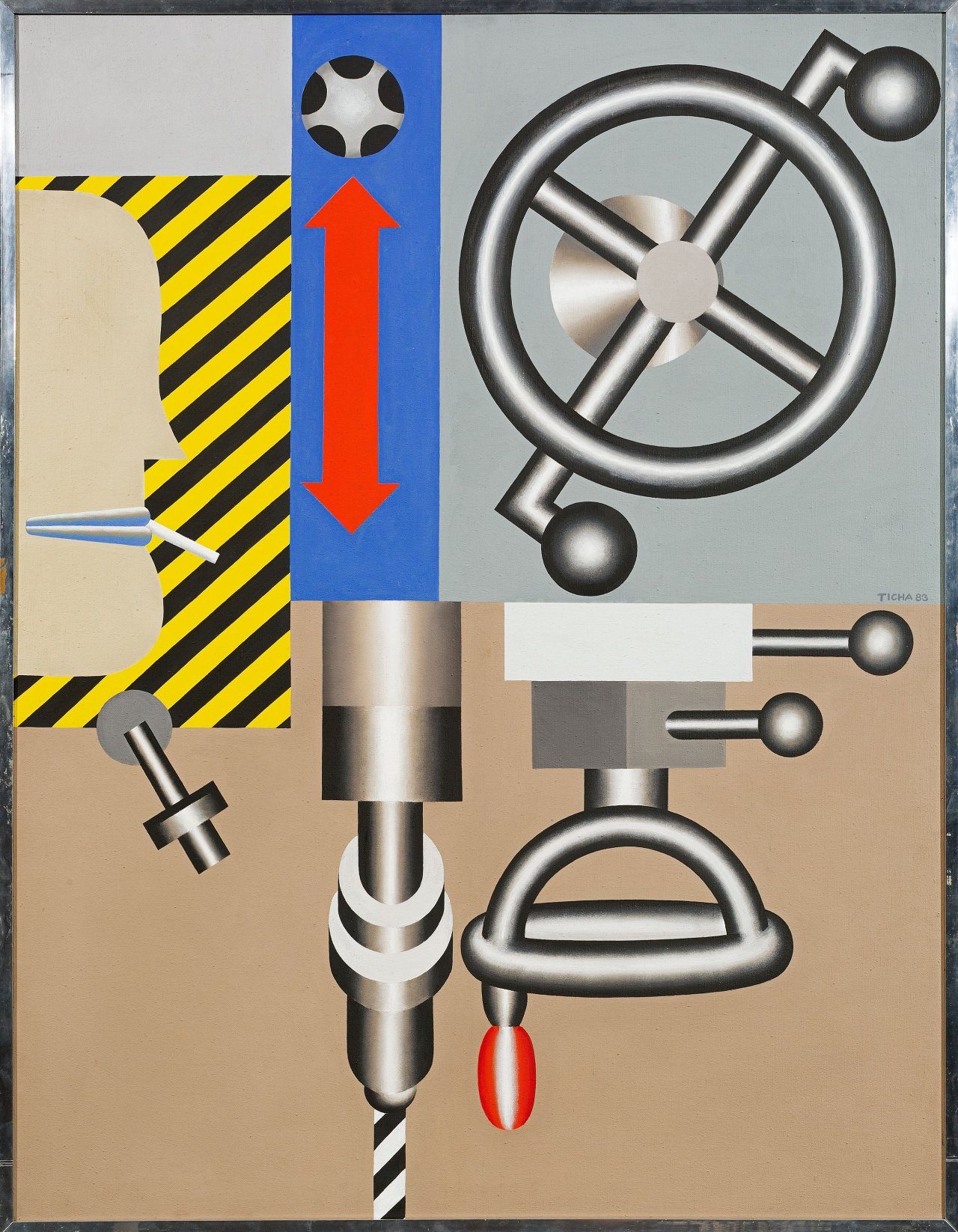 Auf diesem Bild ist das folgende Kunstwerk zu sehen: Hans Ticha. „BOHRMASCHINE I“. 1983.
