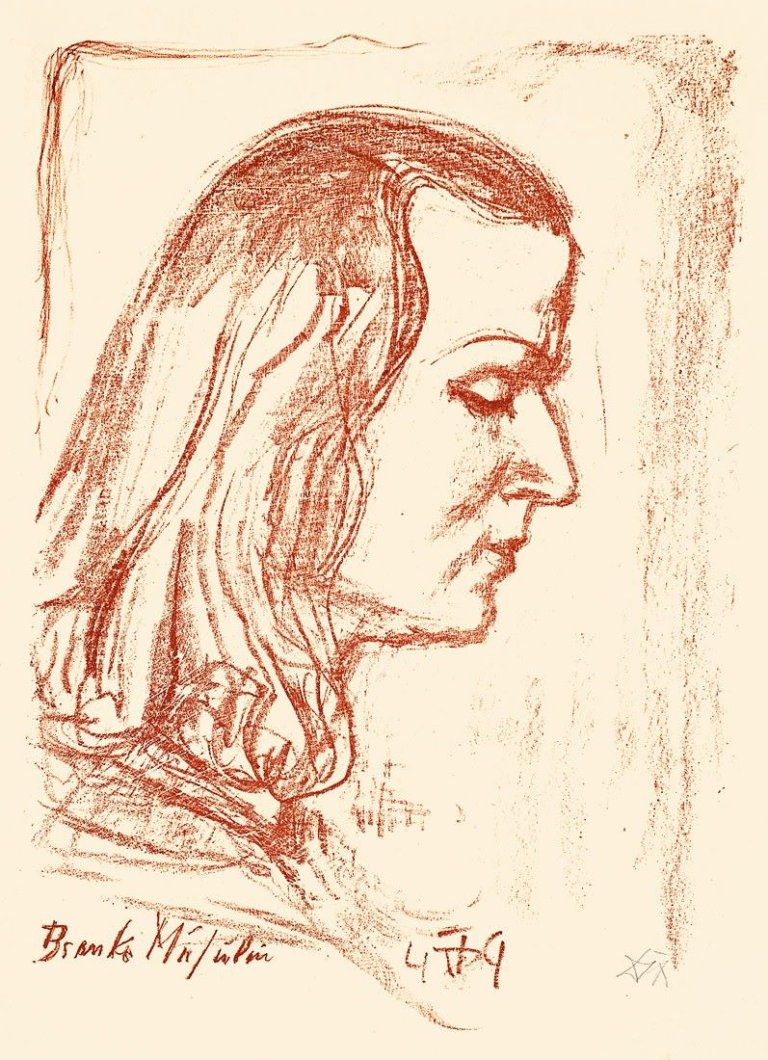 Auf diesem Bild ist das folgende Kunstwerk zu sehen: Otto Dix. „Branka Musulin (Profil)“. 1949.
