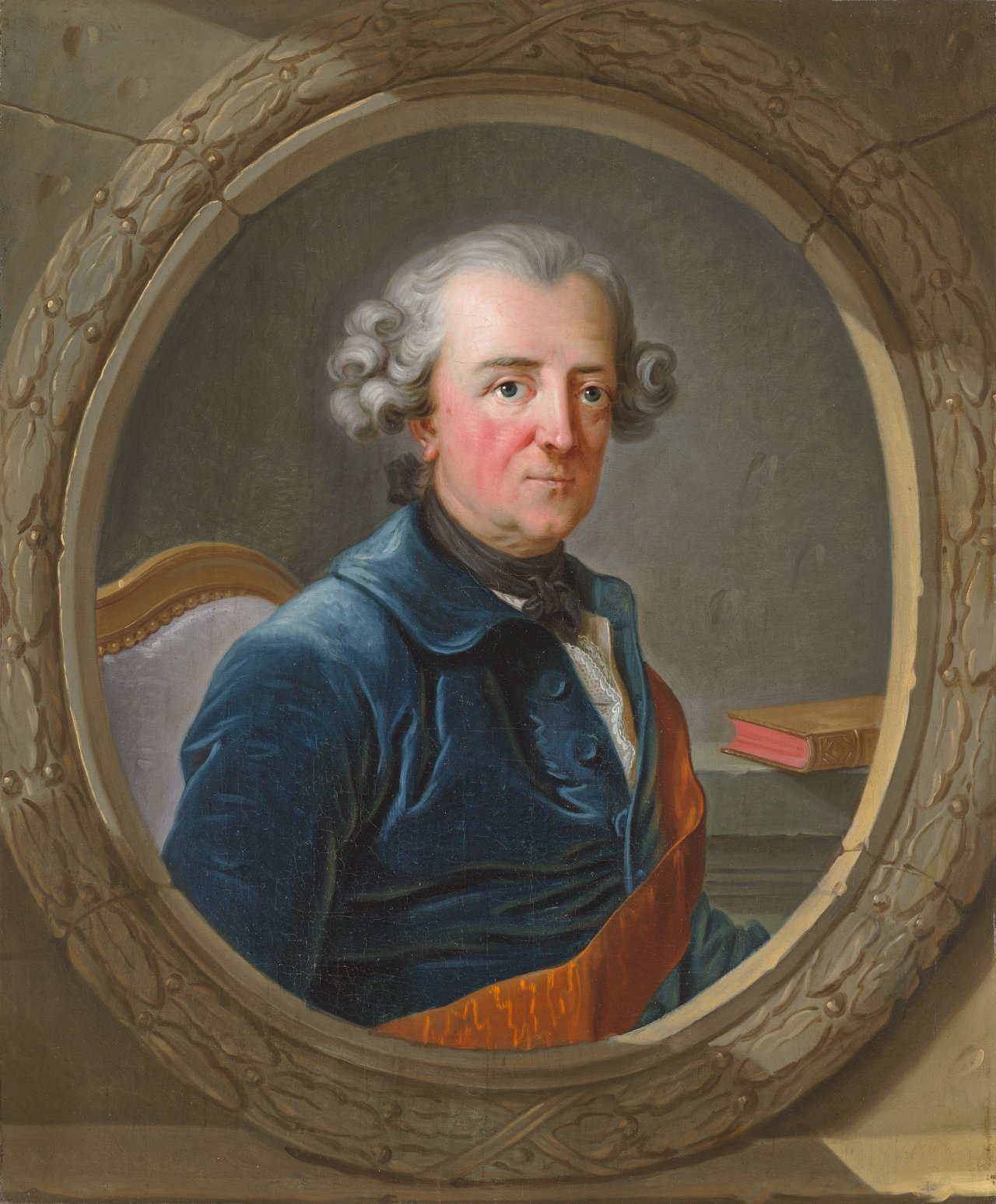 Auf diesem Bild ist das folgende Kunstwerk zu sehen: Charles Amédée Philippe van Loo. Brustbild von Friedrich II., König von Preußen. Um 1766/1769.