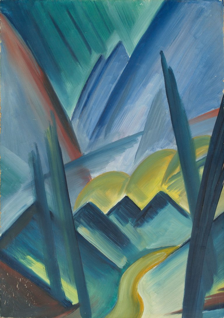 Auf diesem Bild ist das folgende Kunstwerk zu sehen: Walter Dexel. „Ohne Titel“ (Ölstudie). Um 1915.
