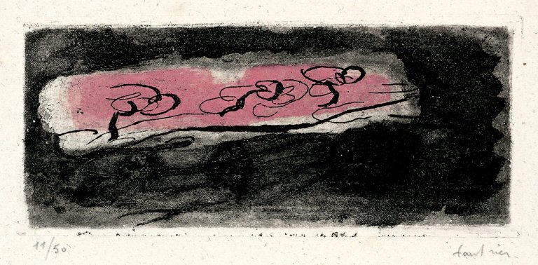 Auf diesem Bild ist das folgende Kunstwerk zu sehen: Jean Fautrier. „Petit paysage sombre“. 1941.