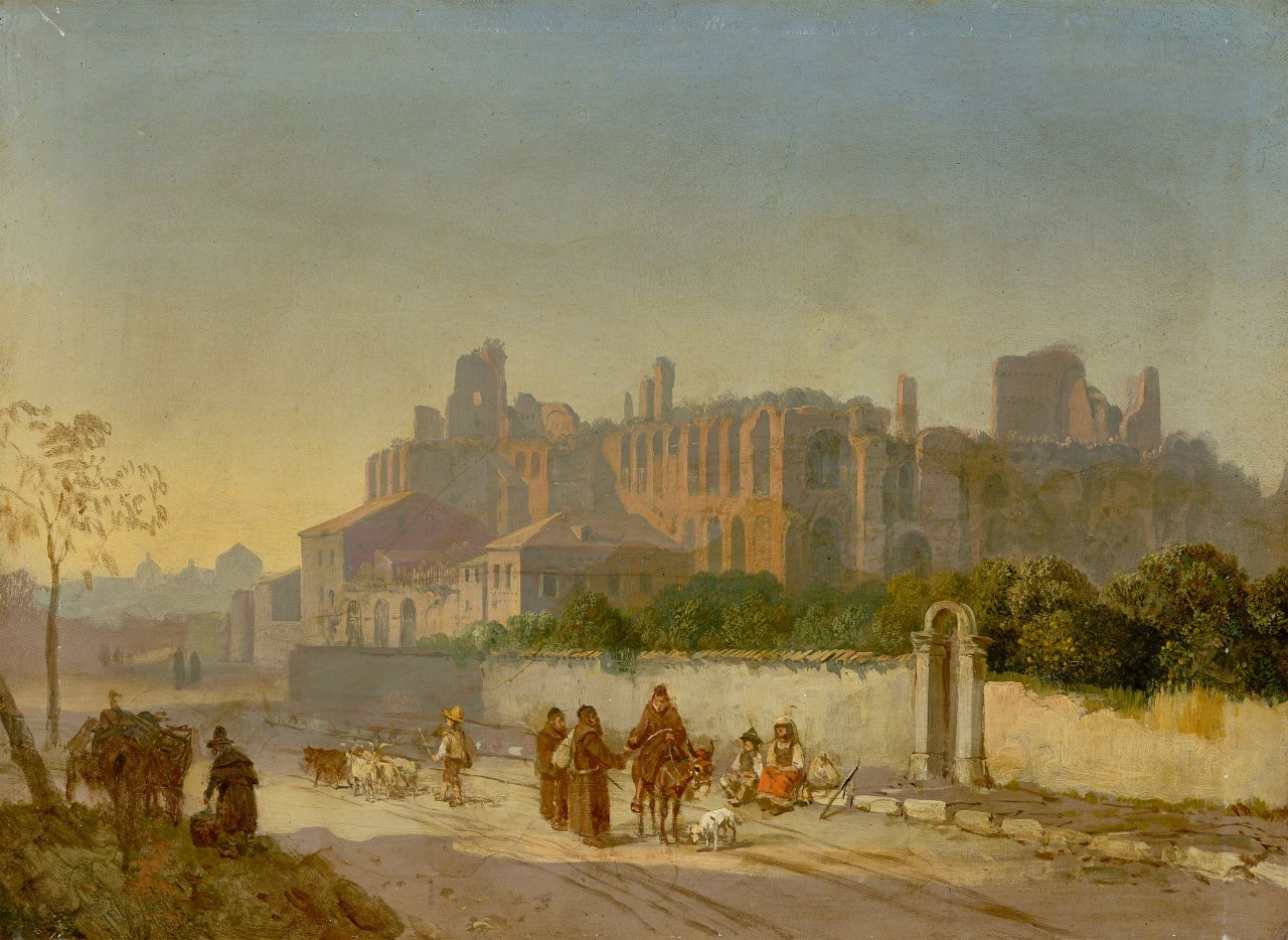 Auf diesem Bild ist das folgende Kunstwerk zu sehen: Heinrich Bürkel. „Römische Straßenszene vor dem Palatin“. 1832.