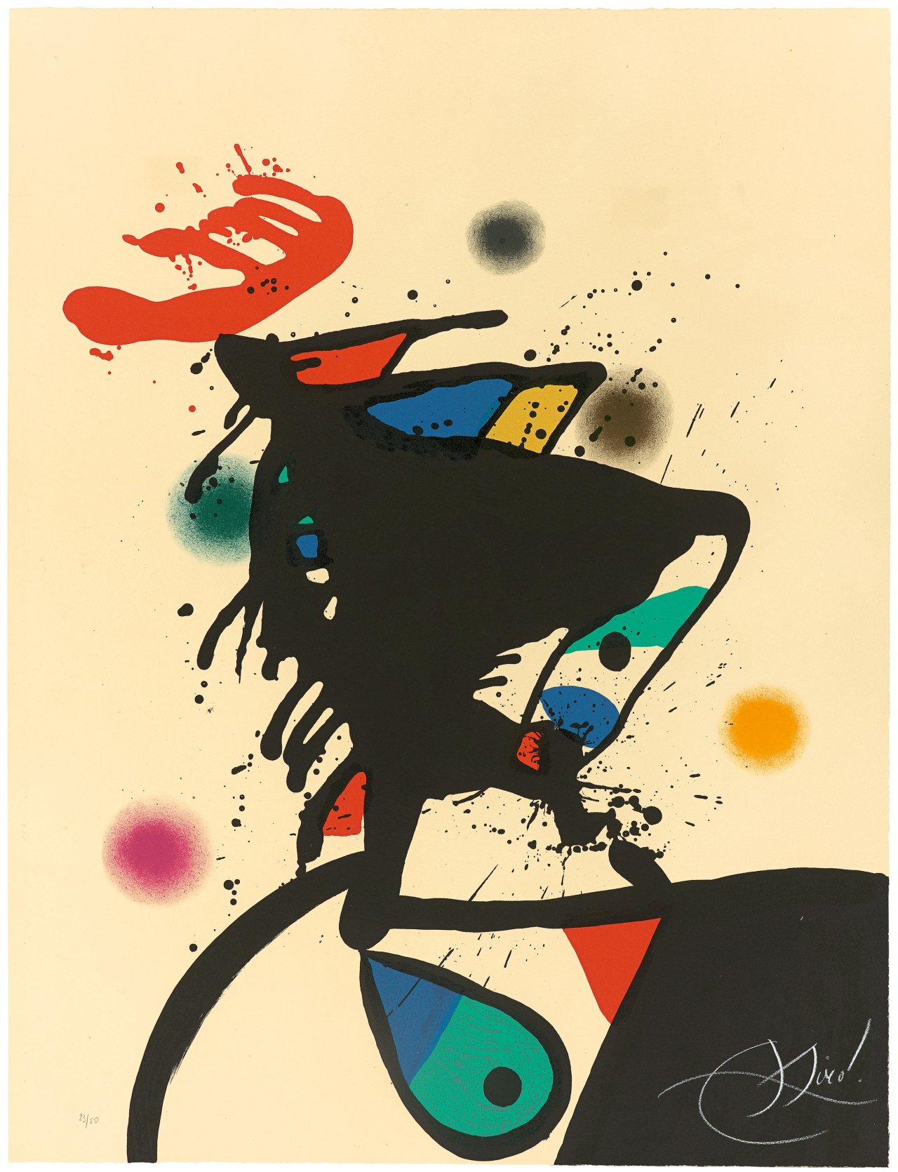 This picture shows the following artwork: Joan Miró. „Le prince au chapeau de fer“. 1975.