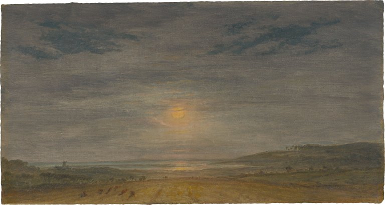 Auf diesem Bild ist das folgende Kunstwerk zu sehen: Friedrich Loos. Mondlicht am Meer.
