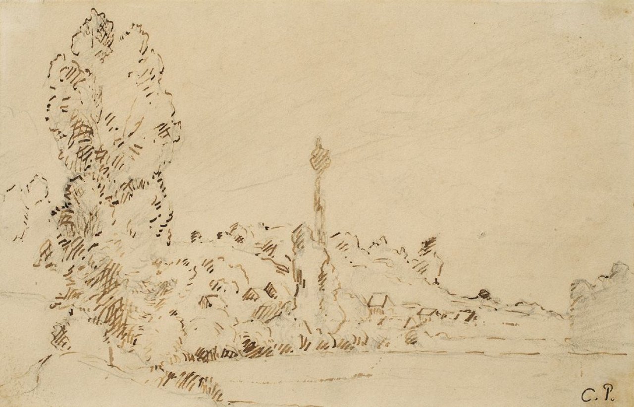 Auf diesem Bild ist das folgende Kunstwerk zu sehen: Camille Pissarro. PAYSAGE à Pontoise. (Vor) 1872.