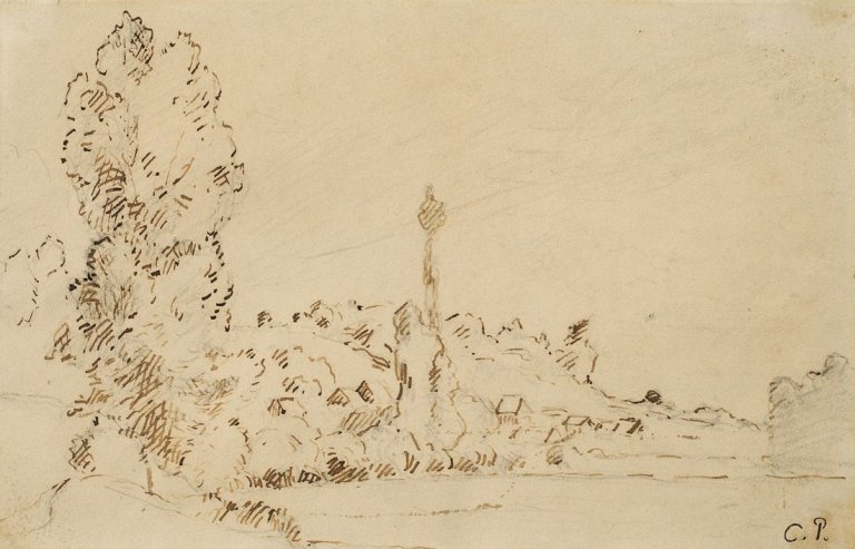 Auf diesem Bild ist das folgende Kunstwerk zu sehen: Camille Pissarro. PAYSAGE à Pontoise. (Vor) 1872.